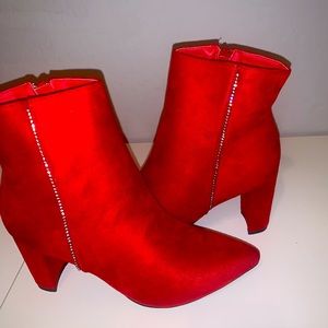 Red silver embellished ankle boot size 9